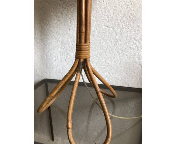Vintage rattan tripod lamp