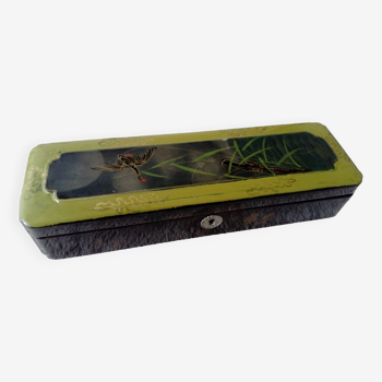 Glove box in green and black lacquered wood, Asian decor
