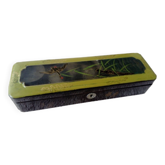 Glove box in green and black lacquered wood, Asian decor