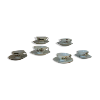 6 cups and under cups Porcelaine de Paris Tacots