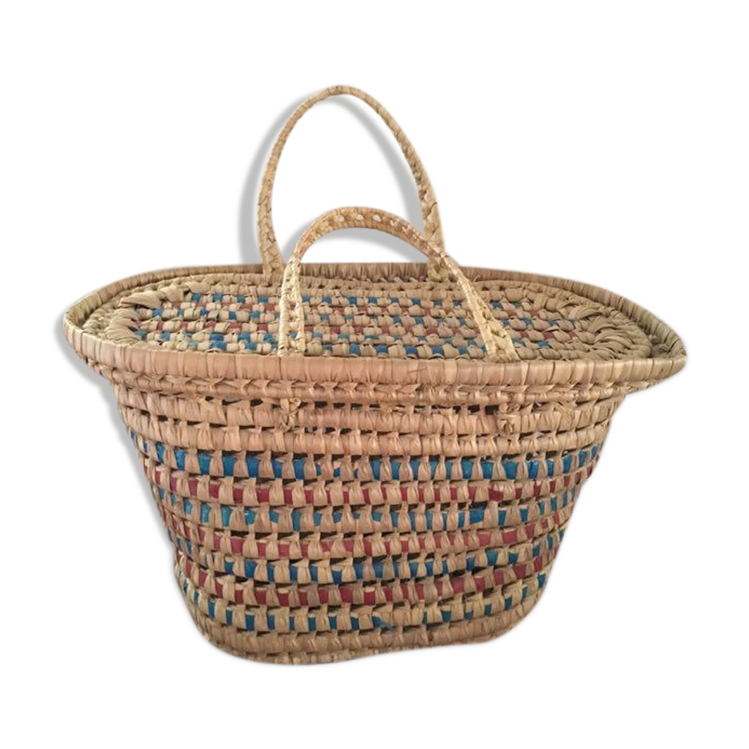 Bohemian three-colour wicker basket