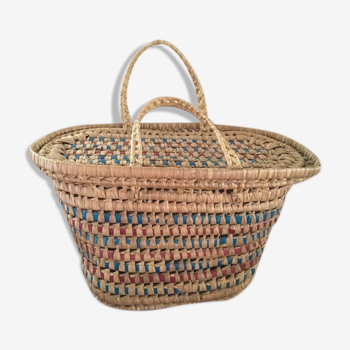 Bohemian three-colour wicker basket