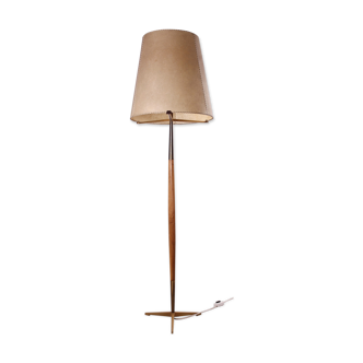 Brass and Cherry Floor Lamp, 1950s