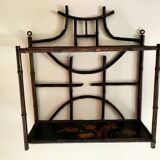 Antique bamboo and lacquer wall shelf