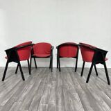 Modern Chairs in Lacquered Wood and Fabric from Pozzi & Verga, 1970s, Set of 4