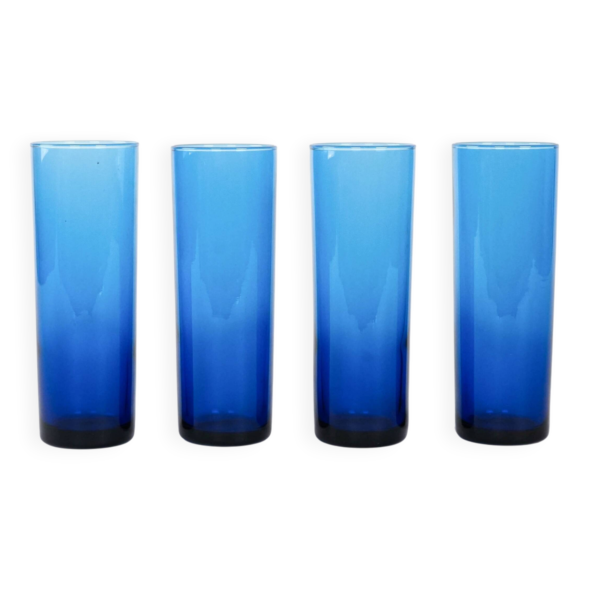 Set of cobalt glasses, Italian design, 1970s, manufactured in Italy