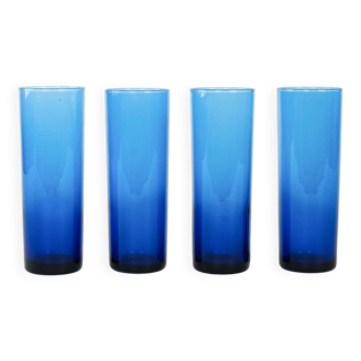 Set of cobalt glasses, Italian design, 1970s, manufactured in Italy