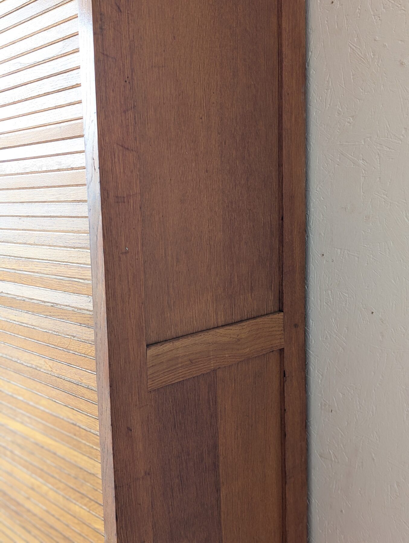 Old workshop furniture, oak curtain cabinet.