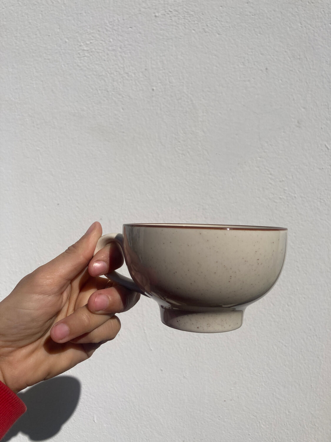 6 cups in brown speckled beige vintage stoneware 90