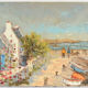 Yann Edel (XXth) Oil on canvas "Walker by the sea"