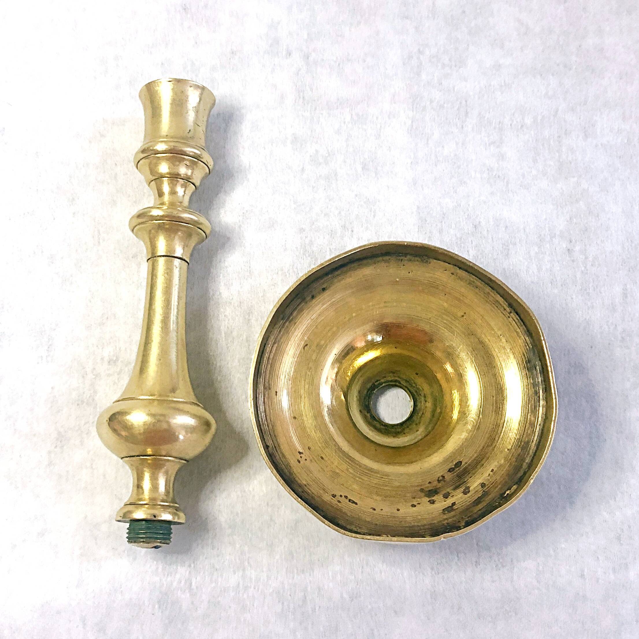 19th century gilded copper torch candle holder