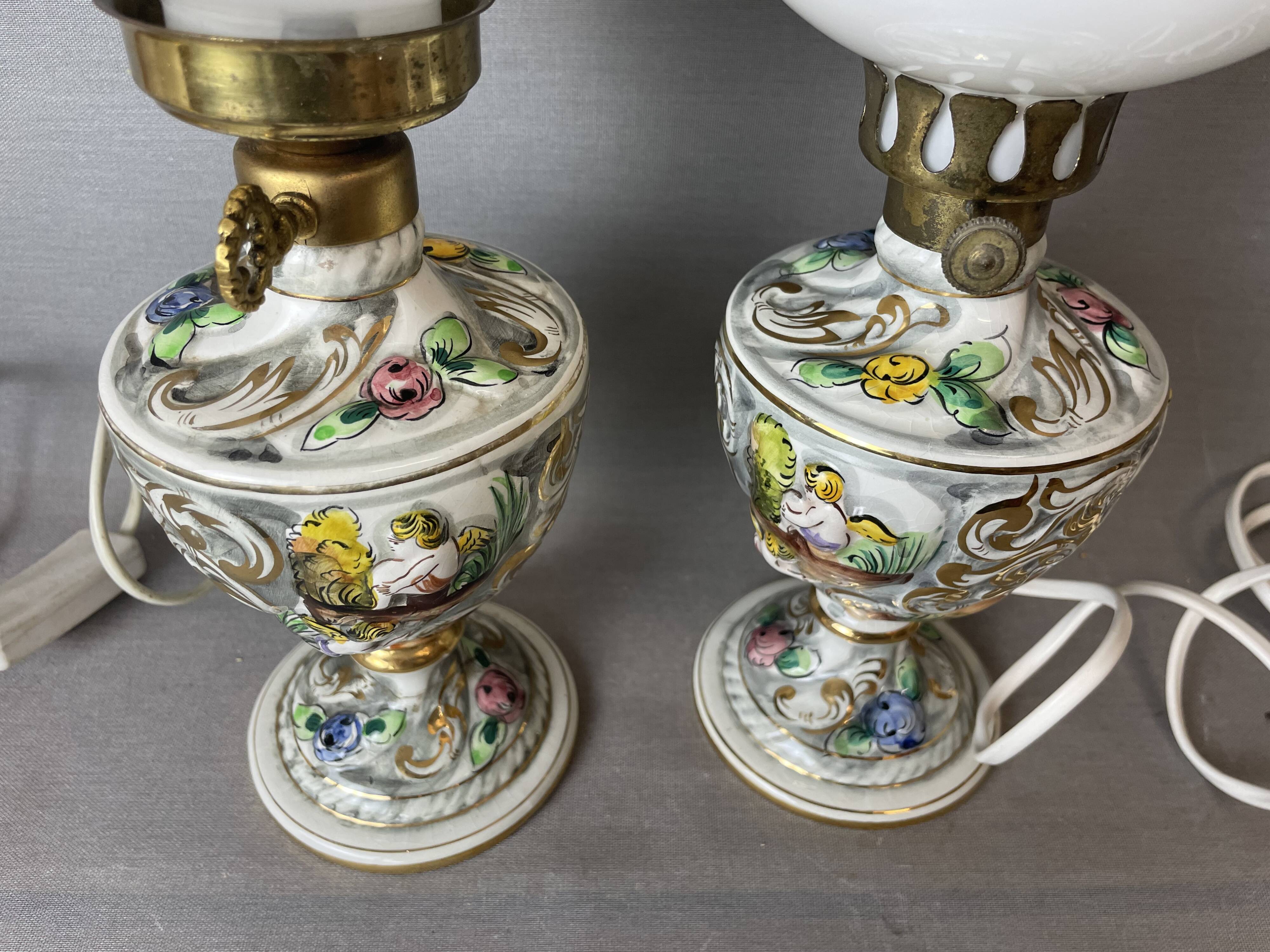 Pair Portuguese porcelain table lamps limited numbered by Alconaca