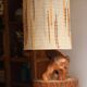 Large 1960s lamp made of olive wood.