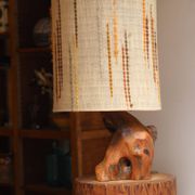 Grande lampe des années 60 en bois d’olivier