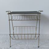 Vinyl record table, record player, magazine rack, 1950s