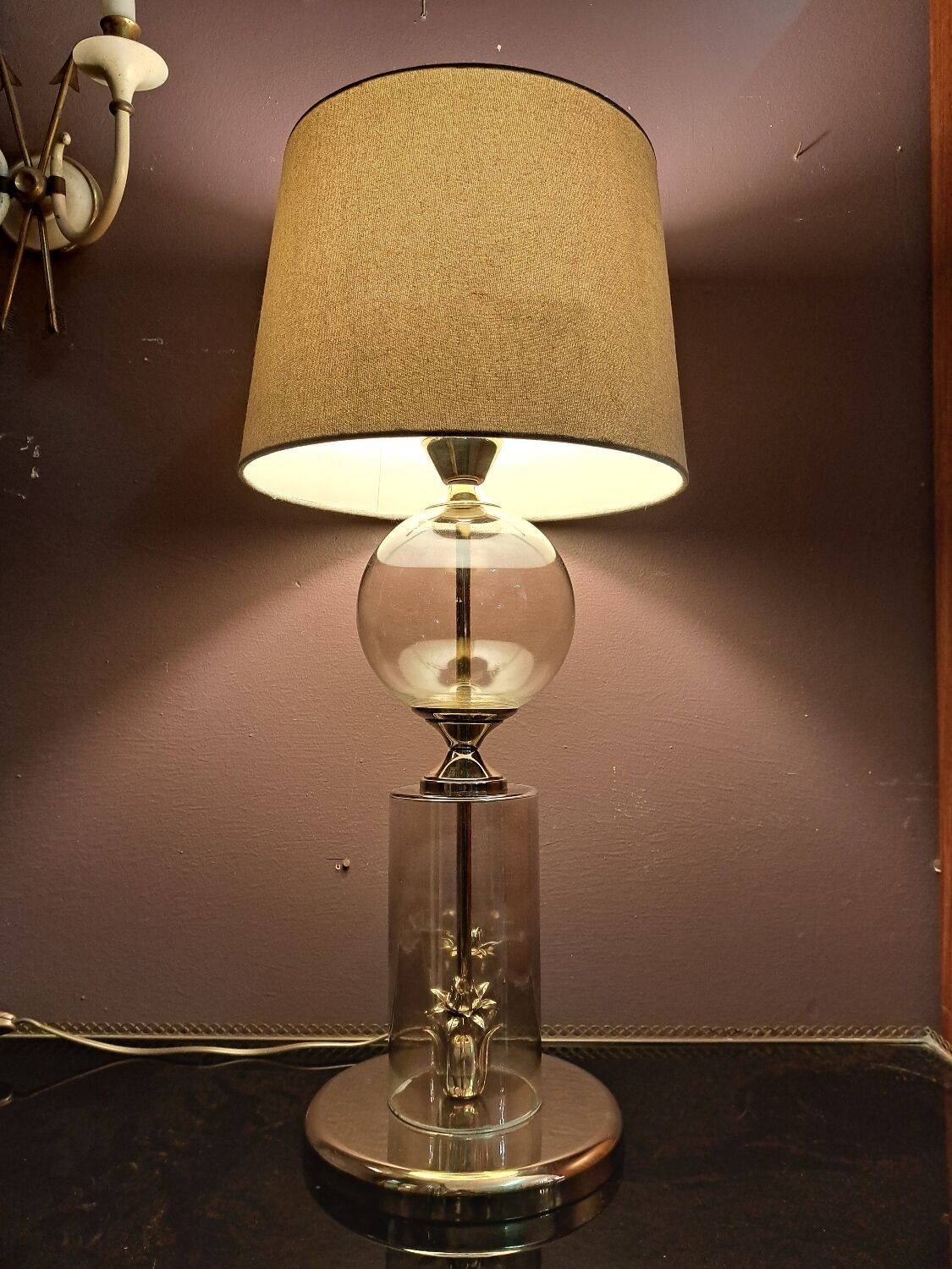 Lampe See Delmas en laiton et verre