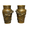 Paire de vase en bronze à décor de dragon