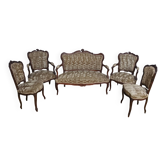 Rococo salon set in walnut, 19th century