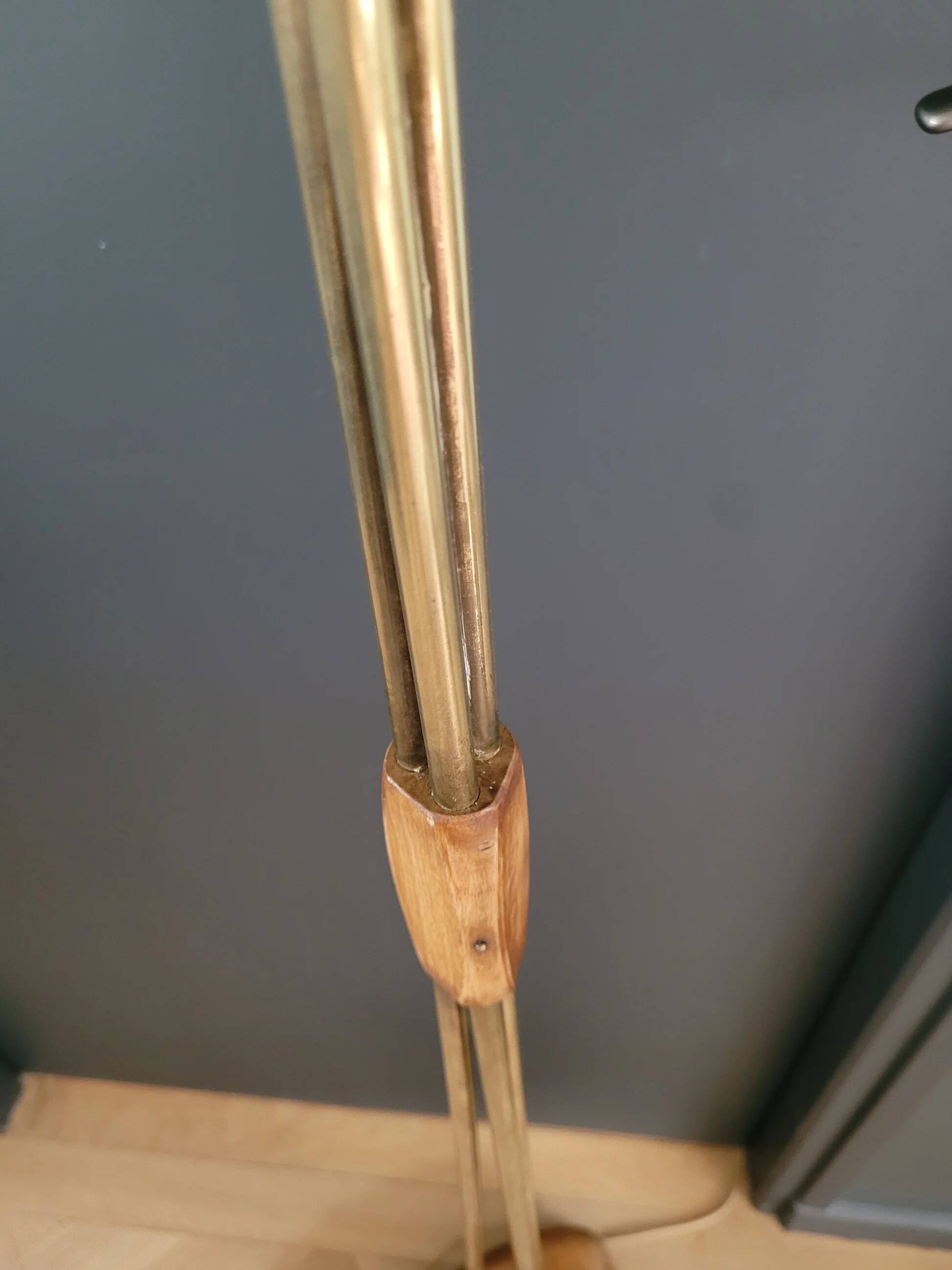 1950s three-light floor lamp with coloured shades