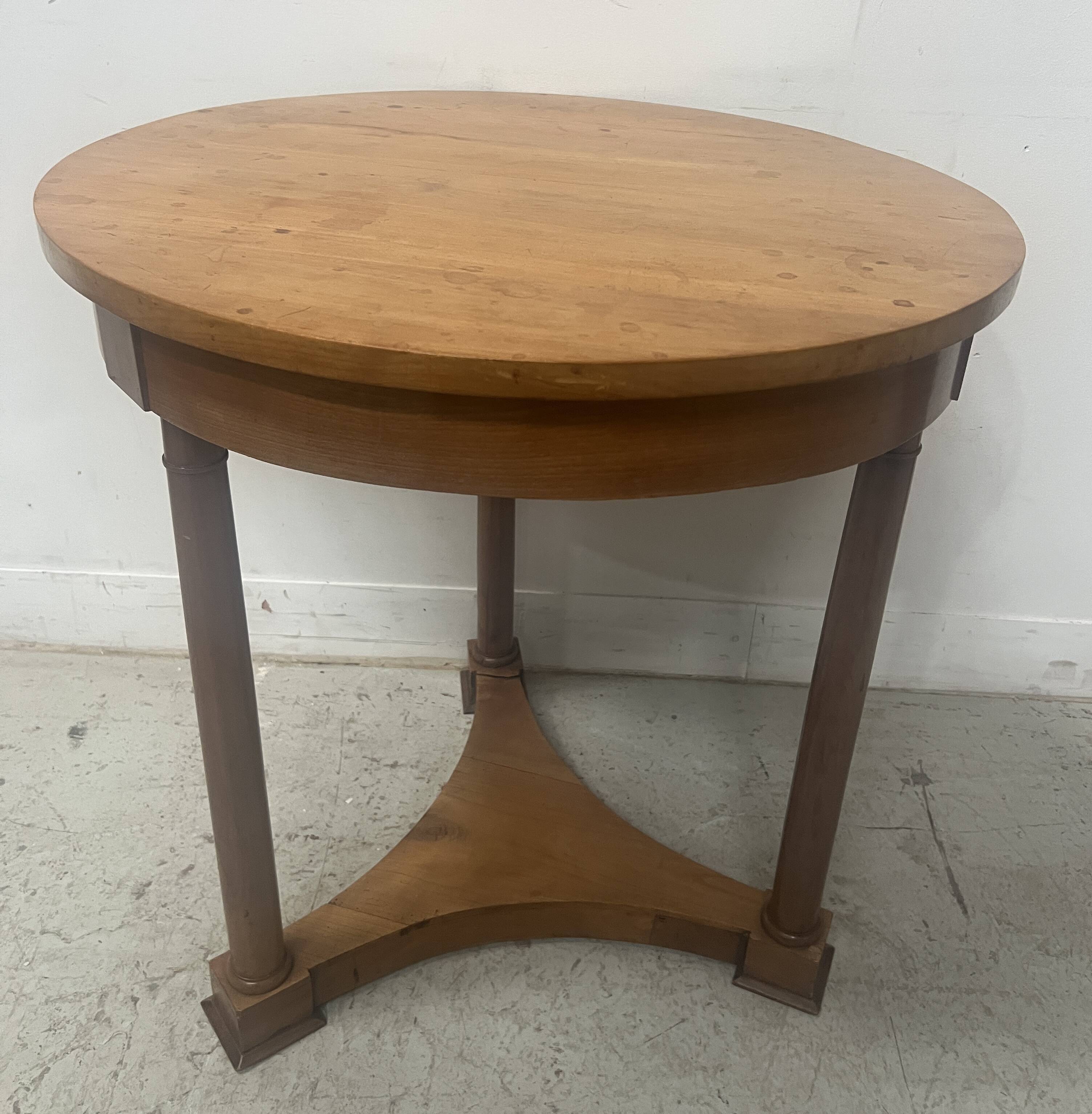 19th century round Empire-style cherrywood side table
