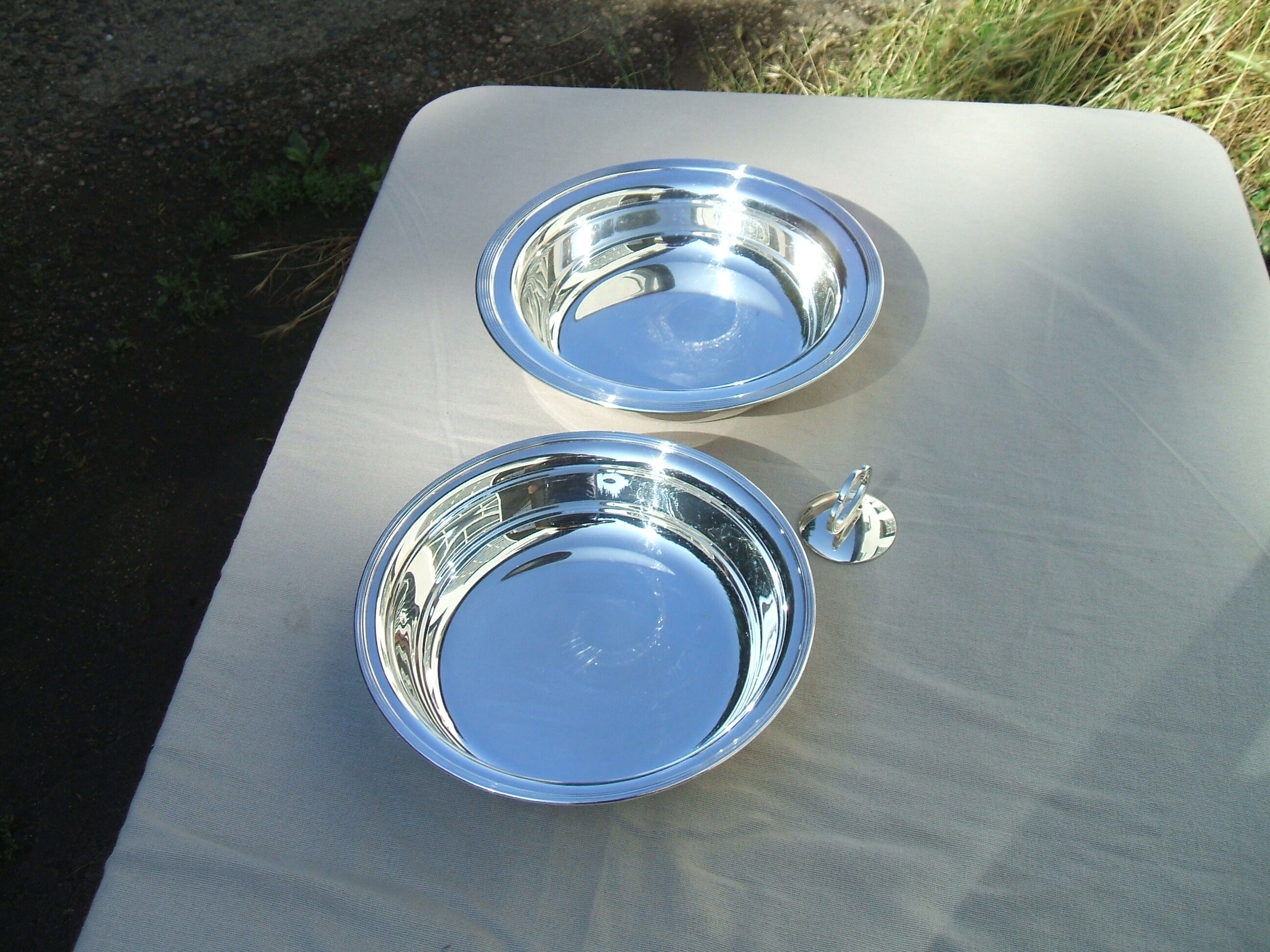 Silver metal covered legumier