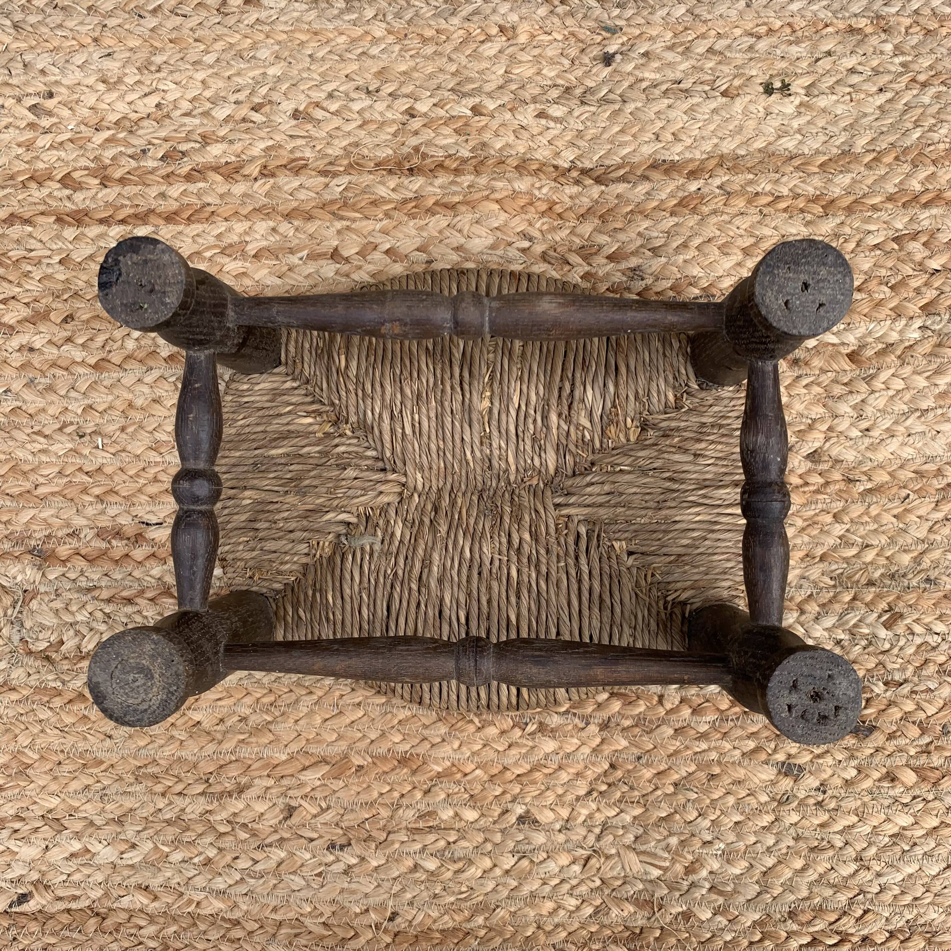 Wooden and straw stool