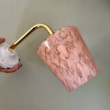 Vintage tulip wall lamp in pink Clichy glass