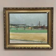 Original Swedish Oil on Panel – “Red Cottages” by Unknown Artist– Signed – Vintage & Framed – 48 × 40 cm (18.8" × 15.7")