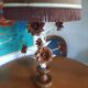 Large lamp from the 70s-80s with a silk shade.