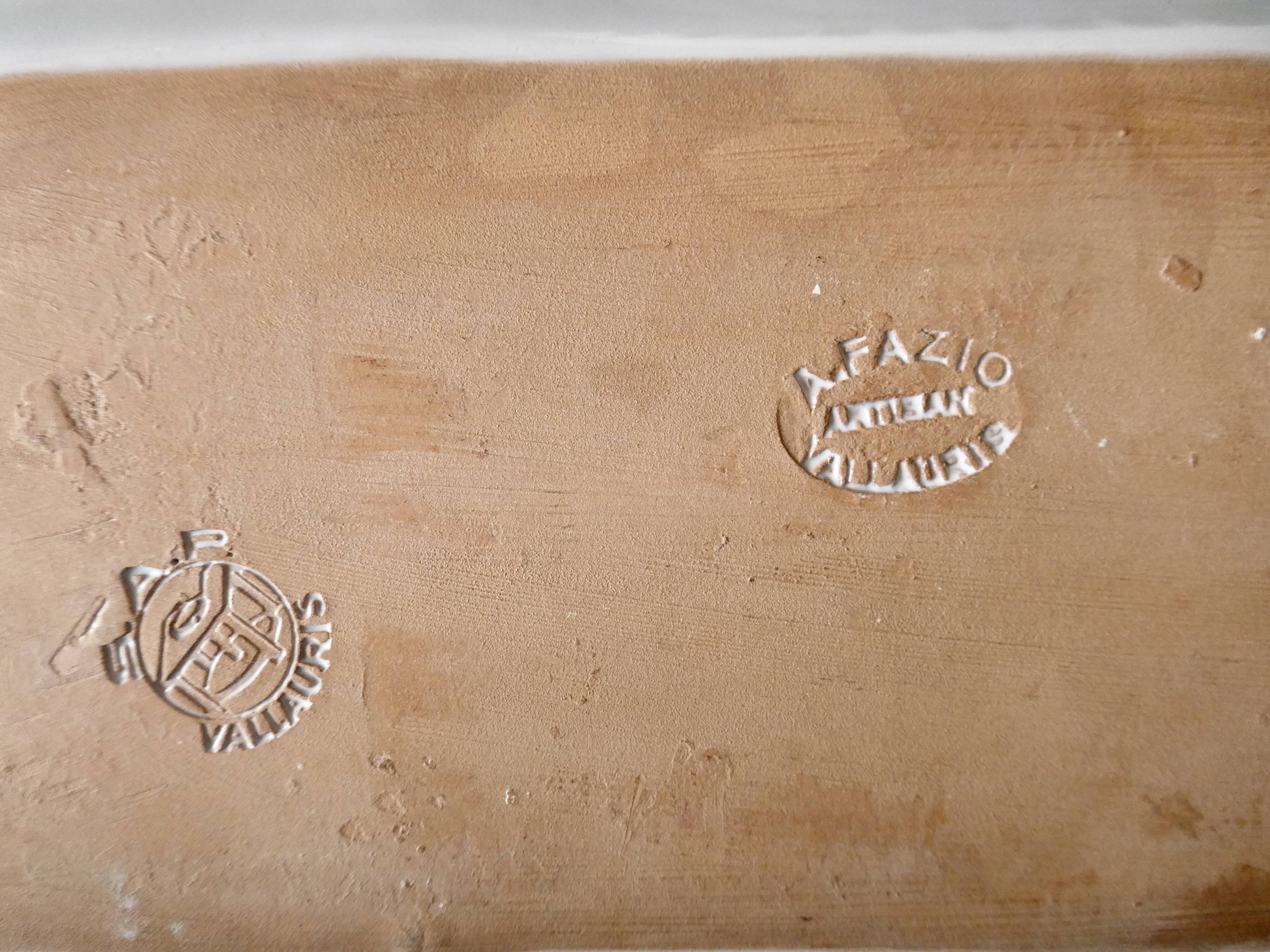 2 ceramic dishes, Fazio Vallauris SAP, 60s