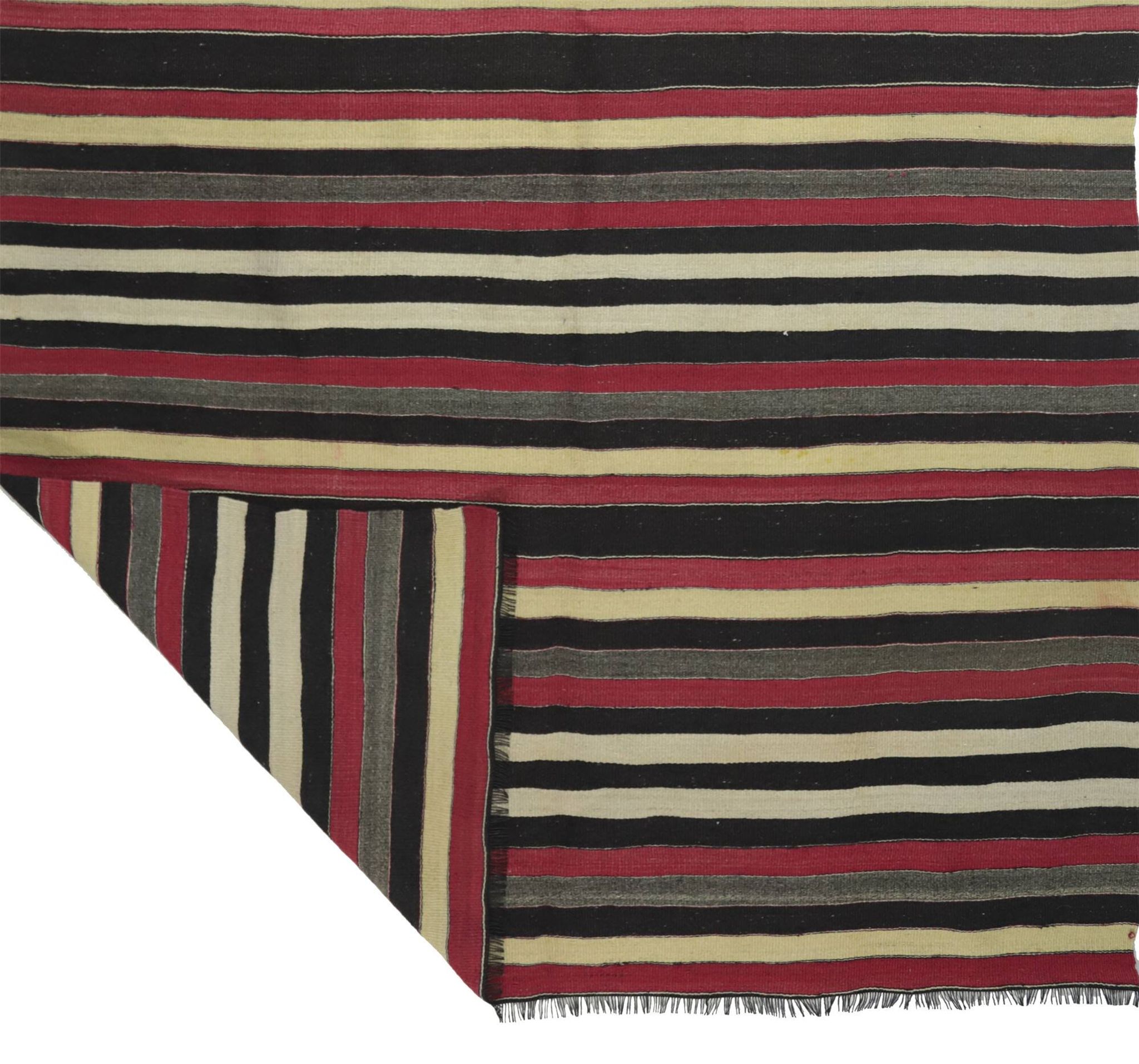 Grand Kilim Oushak Vintage Striped Red and Beige 328 x 190 cm