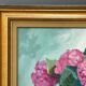 Huile sur toile par maurice masselin bouquet de fleurs d'hortensias 1989
