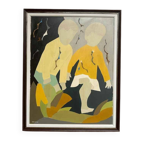 Original Swedish Oil on Canvas – “Children” by Hans Osswald – Vintage