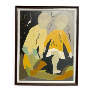 Original Swedish Oil on Canvas – “Children” by Hans Osswald – Vintage