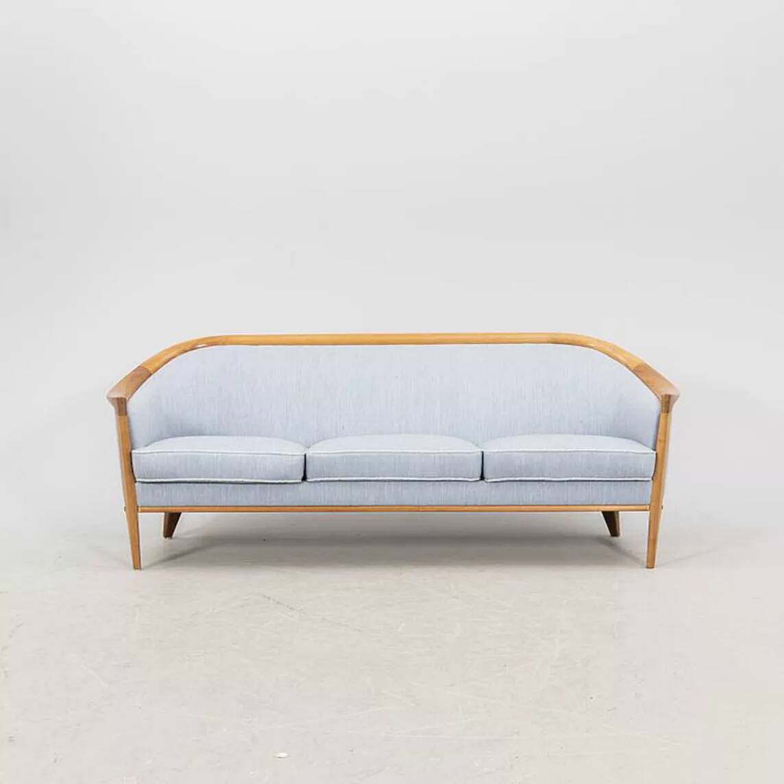 Vintage Scandinavian 3-seater sofa in walnut, Bertil Fridhagen, stamped Bröderna Anderssons.