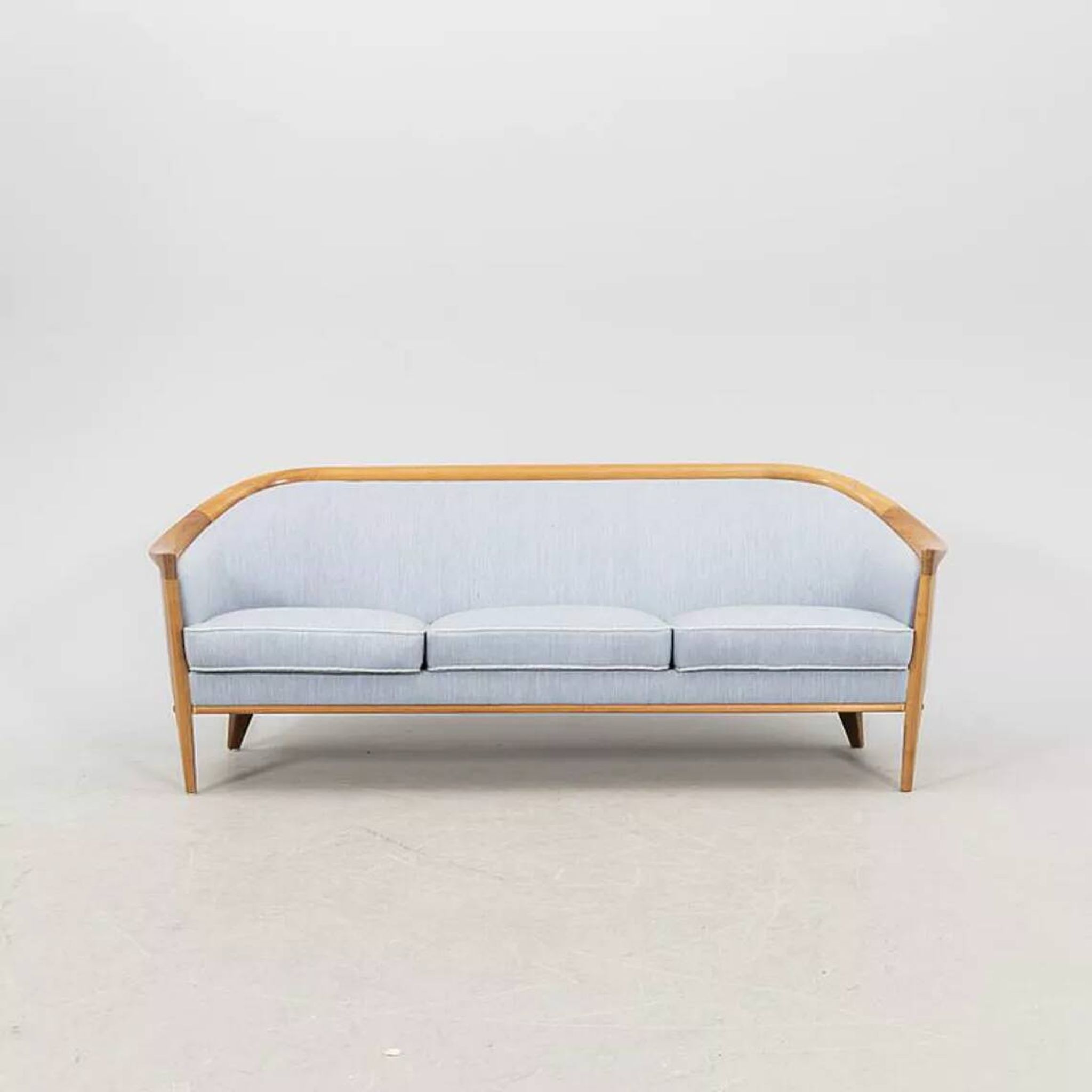 Vintage Scandinavian 3-seater sofa in walnut, Bertil Fridhagen, stamped Bröderna Anderssons.