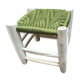 Traditional Moroccan stool in olive green nylon thread and Eucalyptus wood 02