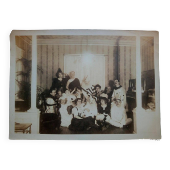 Group of friends with carnival costumes, France, First decade of the 20th century