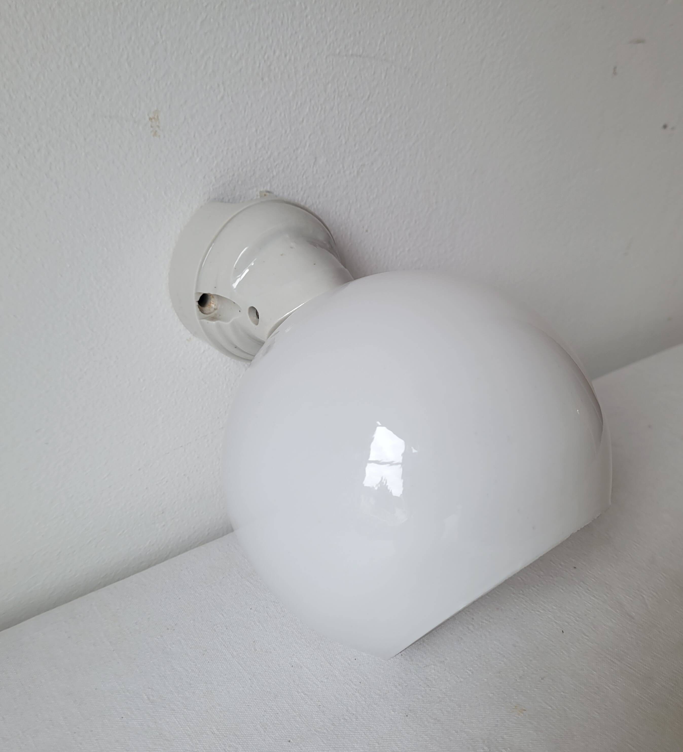 Duo of opaline and porcelain pendant lights