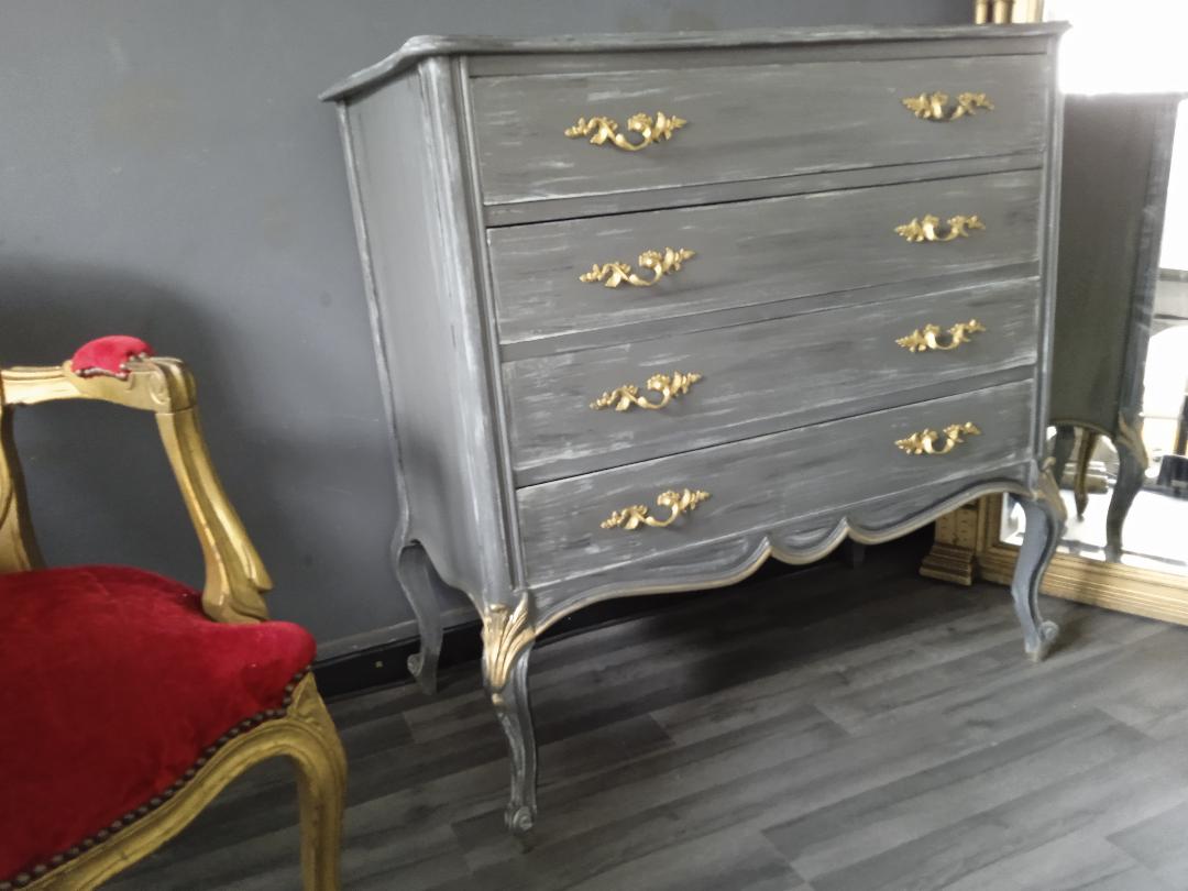 Patinated chest of drawers Louis XV style
