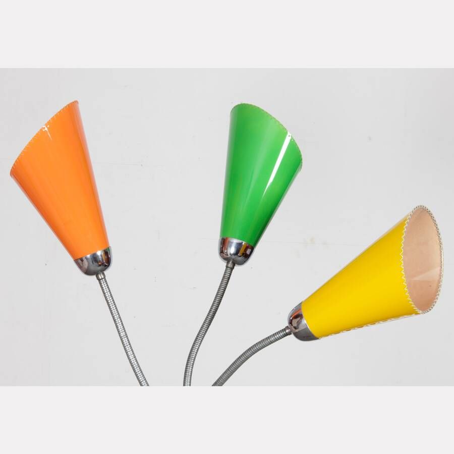 Vintage metal floor lamp produced by Lidokov, circa 1960
