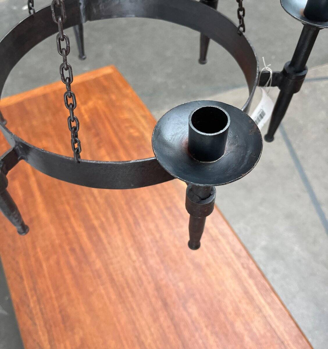 Vintage brutalist wrought iron candle holder by Boltze, 1970s.