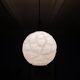 Glass sphere pendant light with teak, danish design, 70s