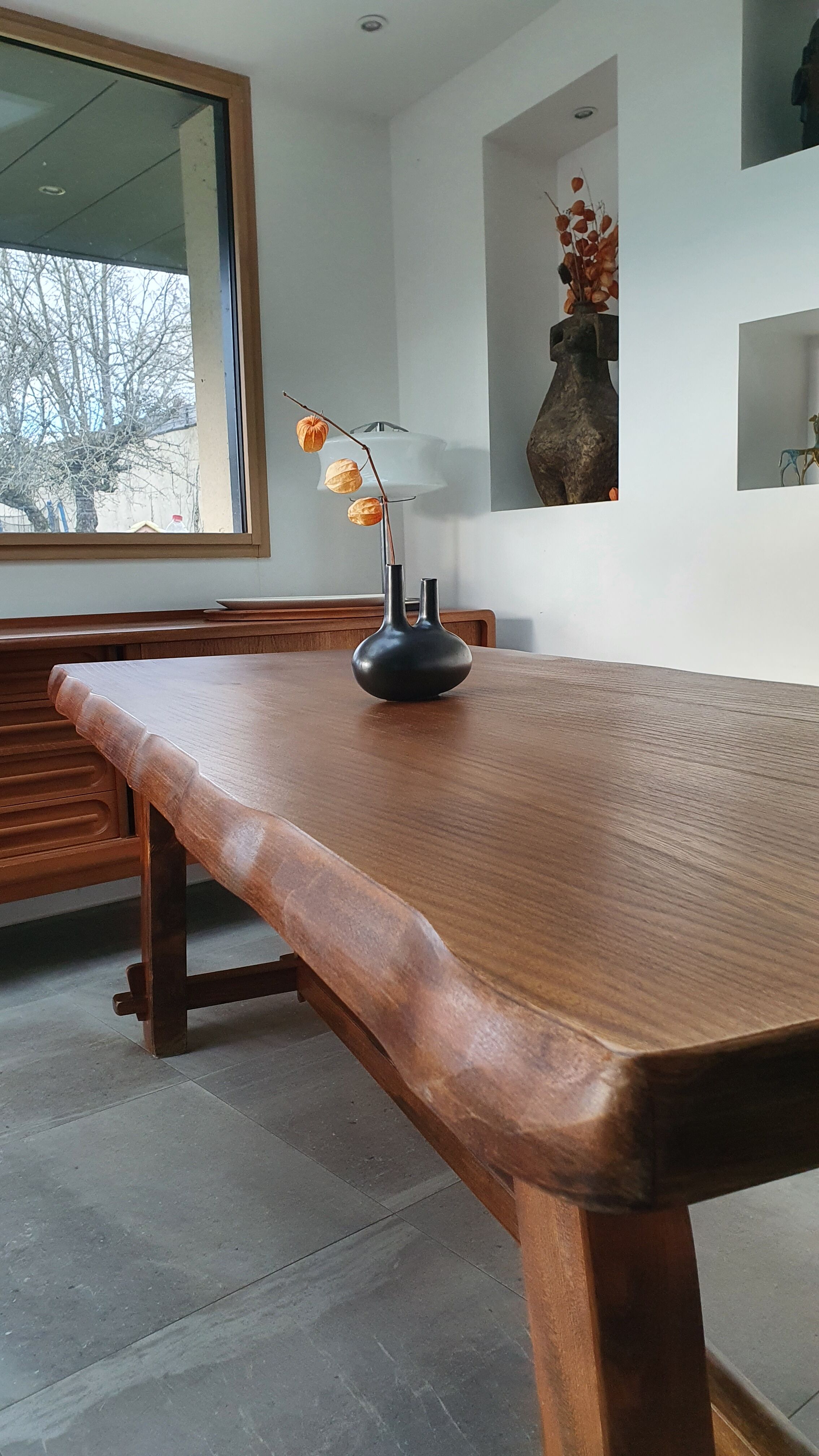 Brutalist elm farm table 60s