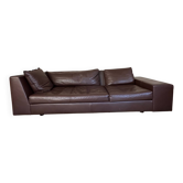 CINNA Canapé cuir marron 4 places Modele Exclusif Didier Gomez