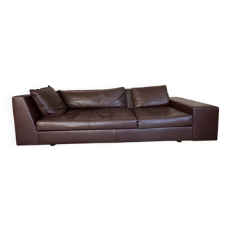 CINNA Brown leather sofa 4 seats Exclusive model Didier Gomez