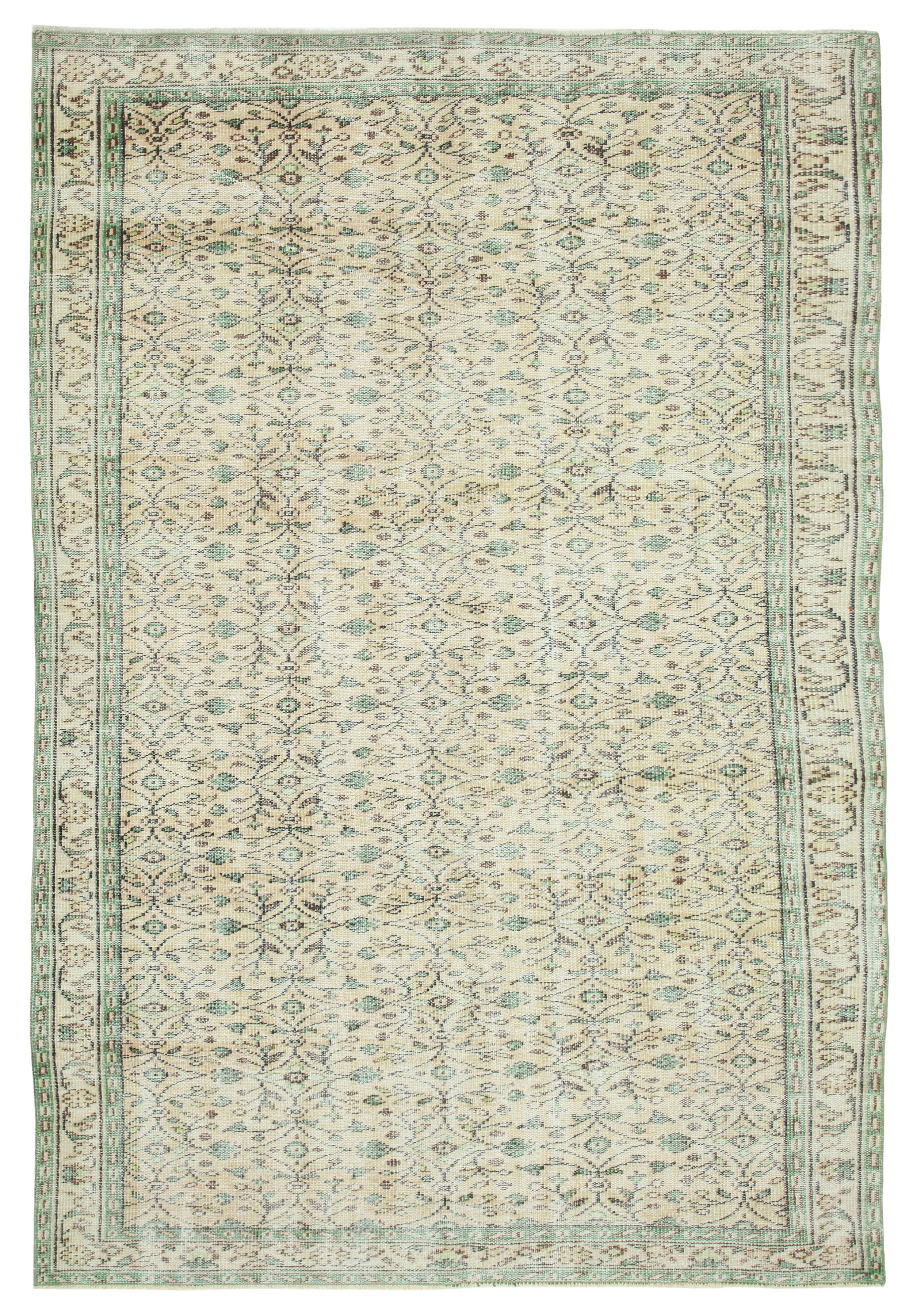 Oriental handmade unique 1970s beige carpet 177 cm x 267 cm
