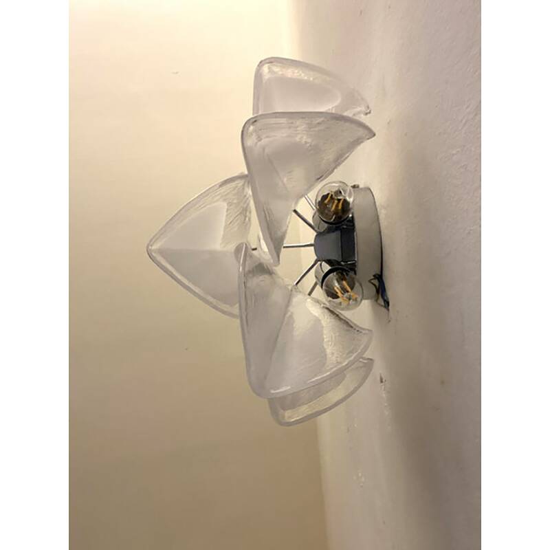 Set of Two "Rondini" Murano Glass Wall Sconces in Mazzega Style