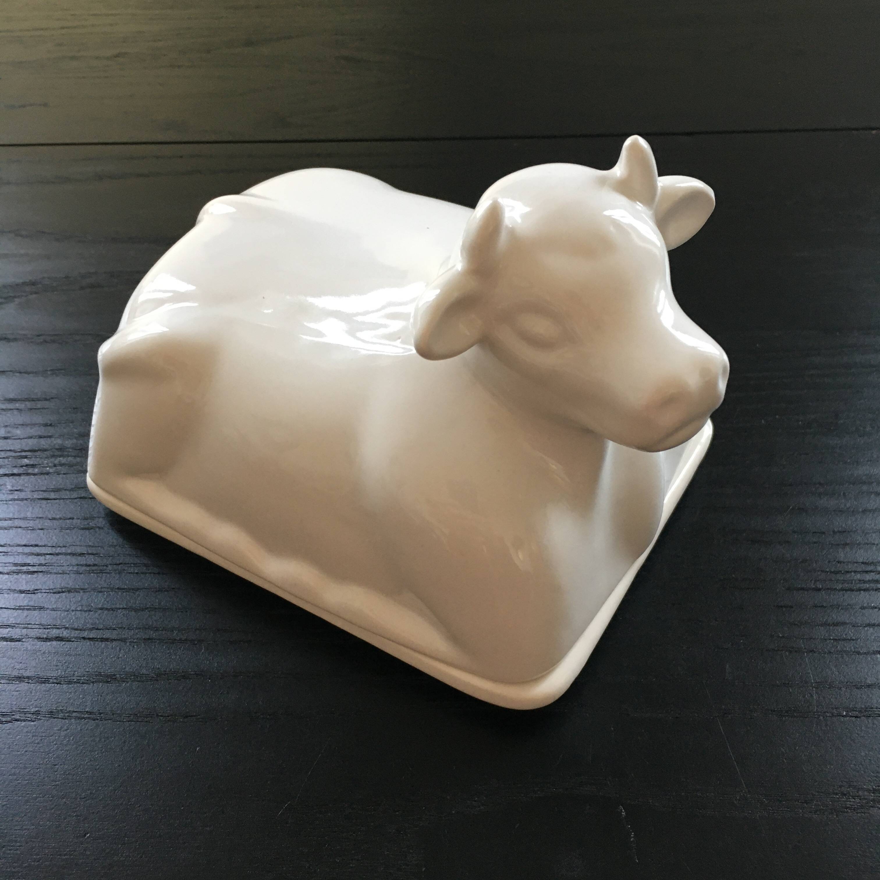Porcelain cow butter dish