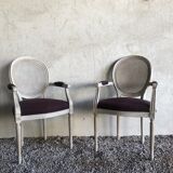 Two louis xvi style armchairs cerused